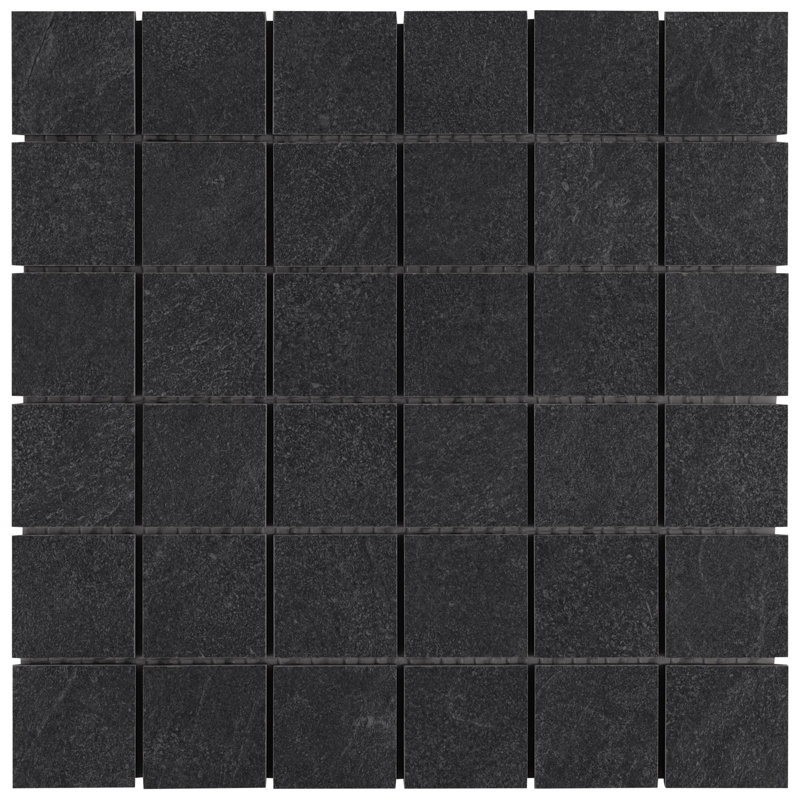 Monolith 11.81 In. X 11.81 In. Matte Porcelain Mosaic Floor And Wall Tile (0.96 Sq. Ft. / Each), Charcoal Black