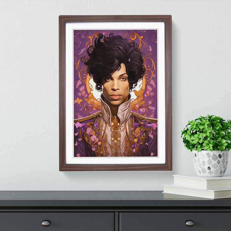XYZ-FRM-V1223-5305 Prince Nouveau - Single Picture Frame Print on Wood, Walnut, 64cm H x 46cm W x 2cm D