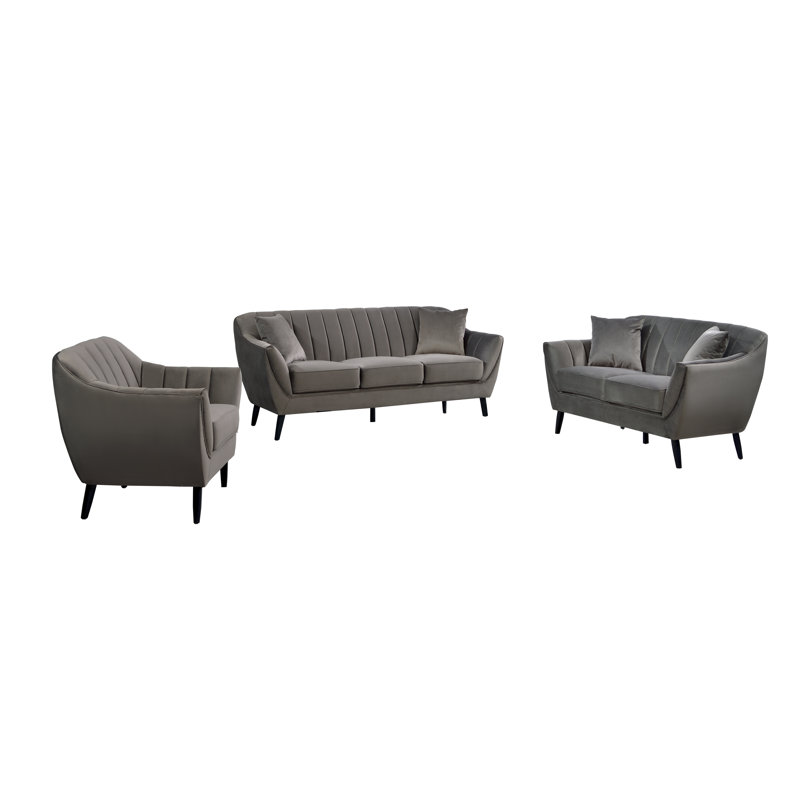 Canapé avec 2 coussins, velours gris anthracite
