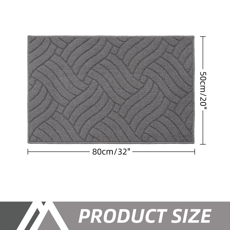 Kareshan Geometric Machine Woven Doormat, Gray, 20" W x 32" L