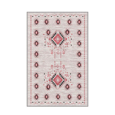 Luxurious Woven Area Rug, 5.9 x 9.2 ft, 100% Polyester, Antibacterial | Non-Slip PVC Felt Dot Underside, 0.3 in Pile Height | Machine Washable, 3D Digital Print, Perfect for Living Room & Bedroom Décor