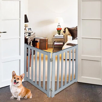 Solid Wood Freestanding Foldable Pet Gate for Dogs,2 Panels for Doorways,Stairs and small spaces