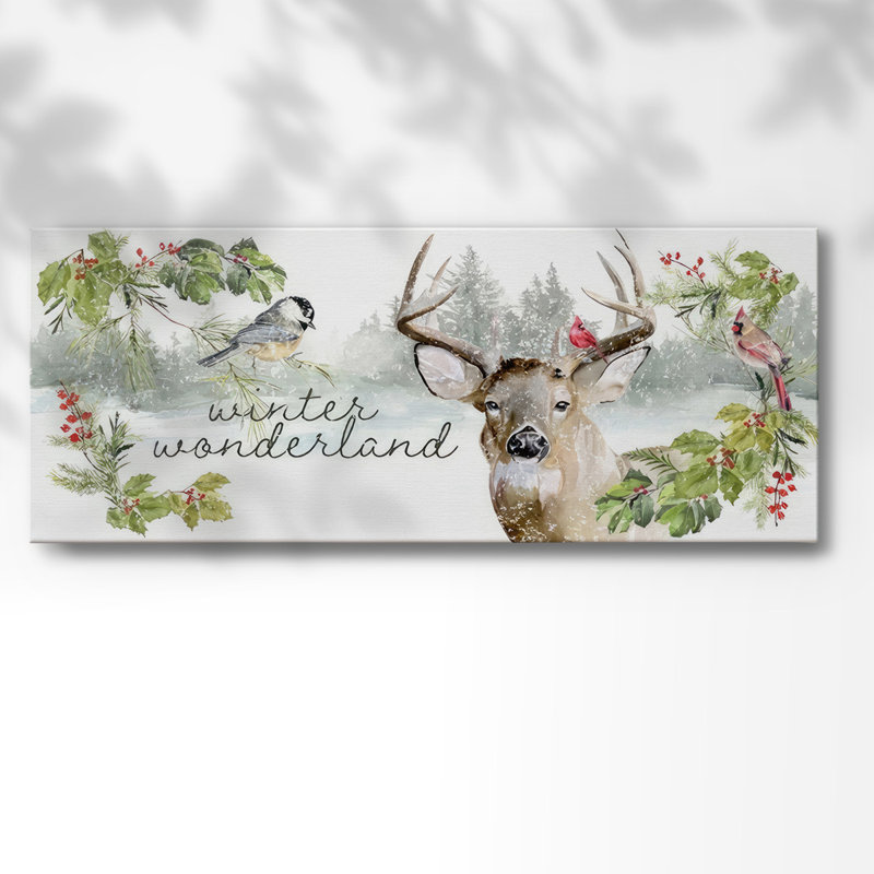 Reindeer Woods - reproduction panoramique sur toile tendue, H 12 po x l 30 po x P 1,5 po