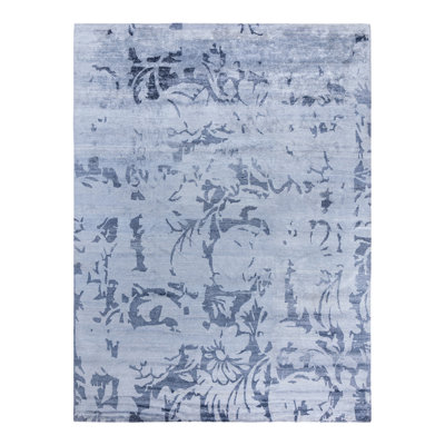 Tapis moderne noué à la main de conception unique - mauve 9 pi 1 po x 12 pi 1 po Modern