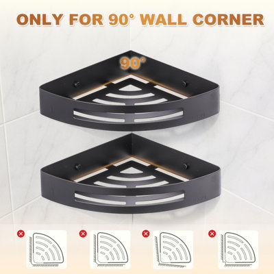 Serviteur de douche en coin en acier inoxydable, panier de douche triangulaire mural, paquet de 2