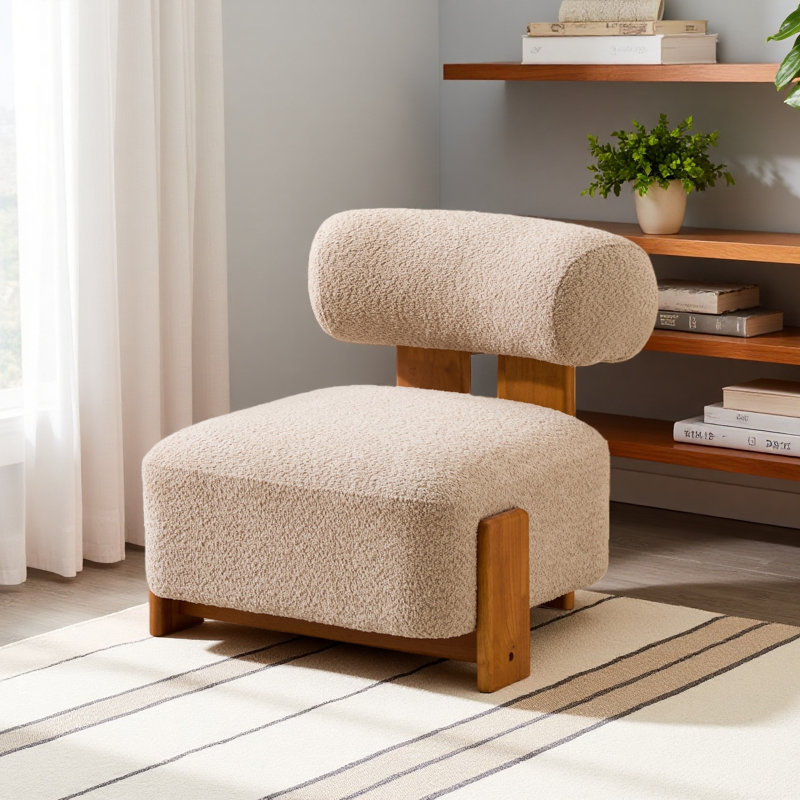 Chaise d'appoint Rheia Mid-Century, Amande