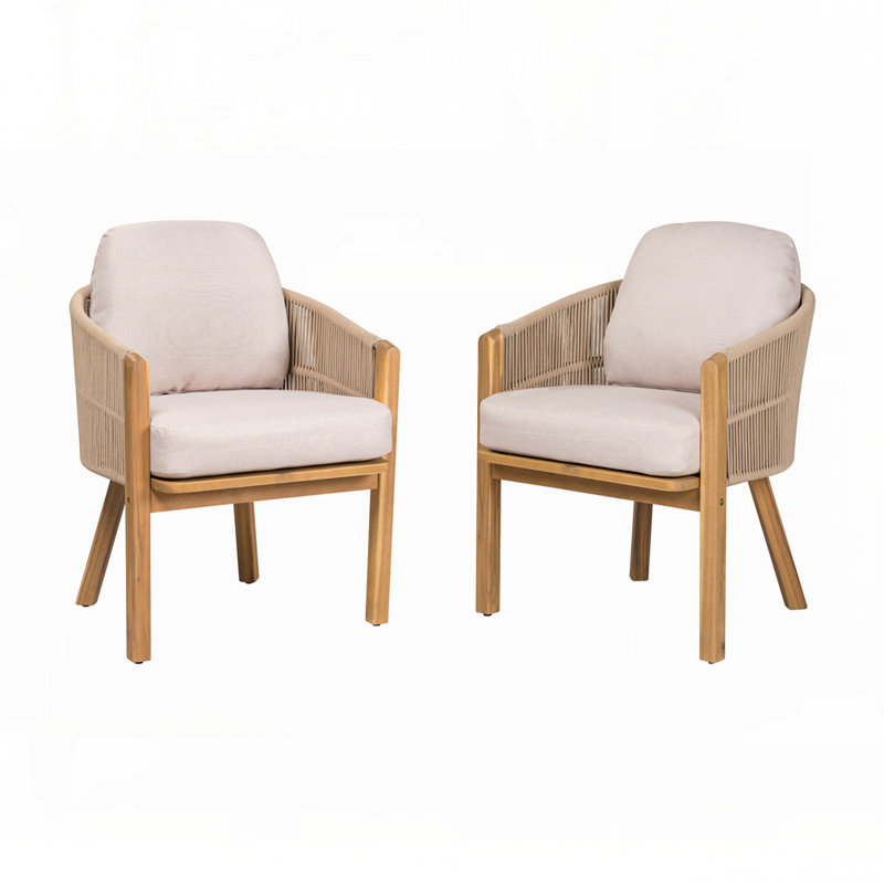 Chaise de salle à manger d'extérieur avec accoudoirs (ensemble de 2)