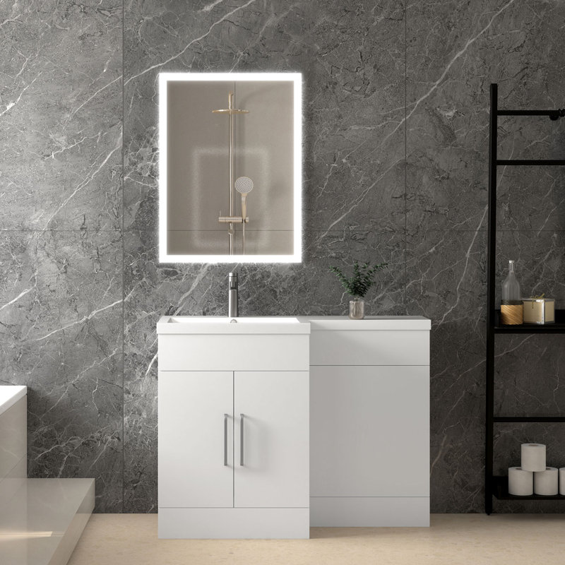 Single Bathroom Vanity with Integrated Resin Basin, 900mm