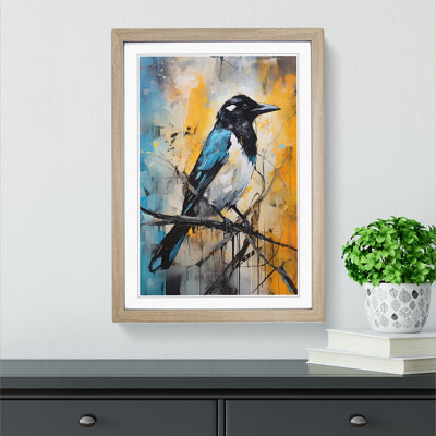 XYZ-FRM-V1223-4427 Magpie Abstract - Single Picture Frame Print on Wood