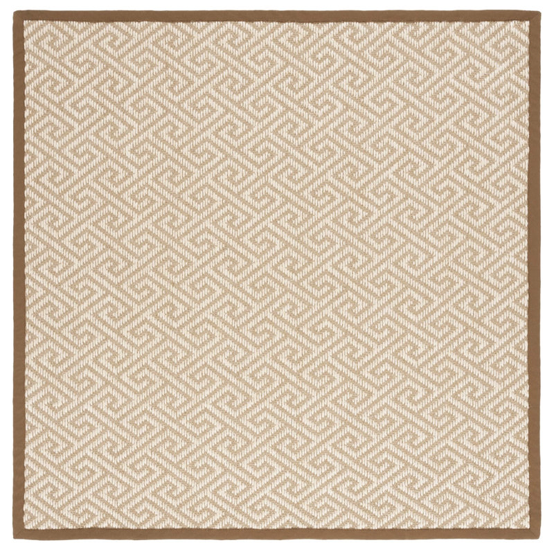 Jaquavion Sisal With Latex Geometric Rug, Square 6'