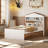 Twin Size House-Shaped Wooden Bed with Storage Shelf on the Headboard, Built-in Two Storage Drawers-482039555