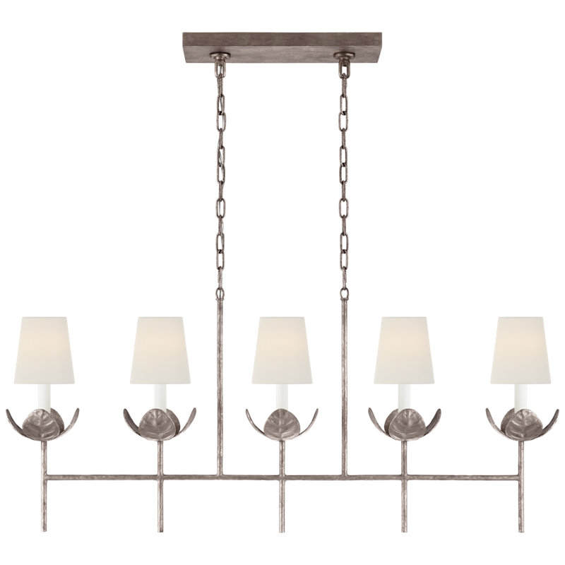 Julie Neill Illana Large Linear Chandelier, Burnished Silver Leaf