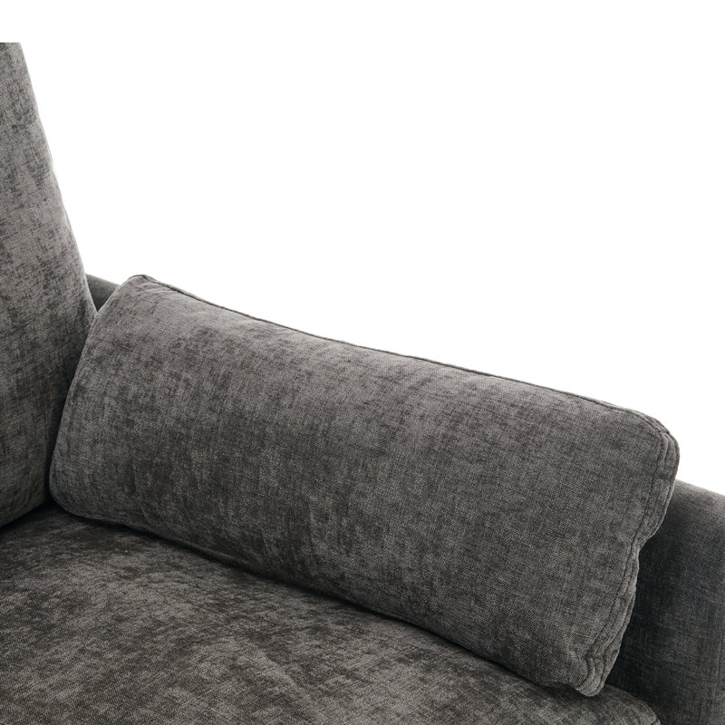 Coussin 68,8 po, chenille grise, double couche confortable pour une utilisation à domicile, Gris