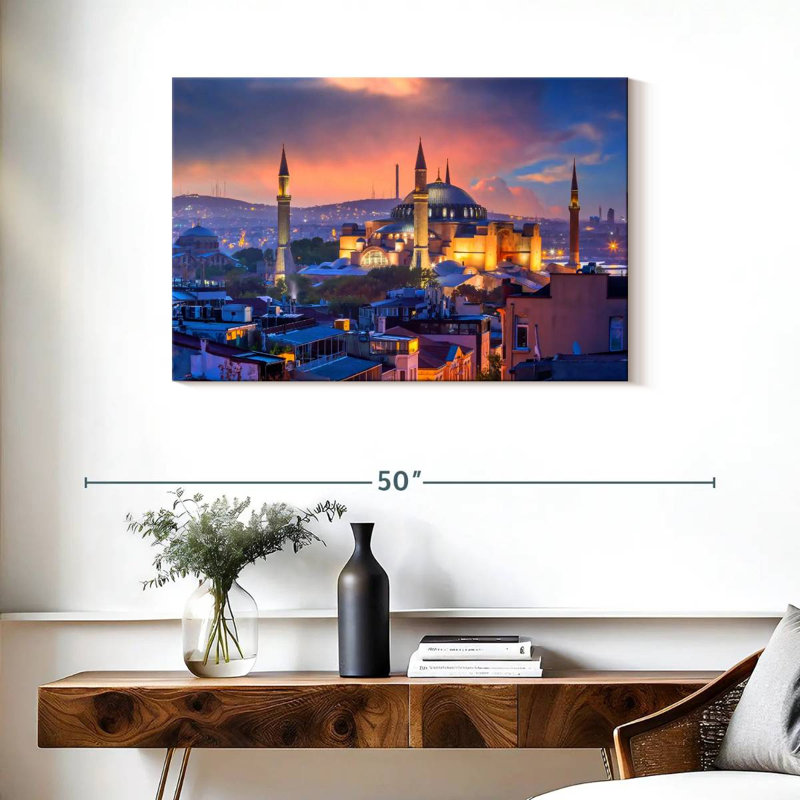 Ravi Hagia Sophia au loin, H 24 po x l 36 po