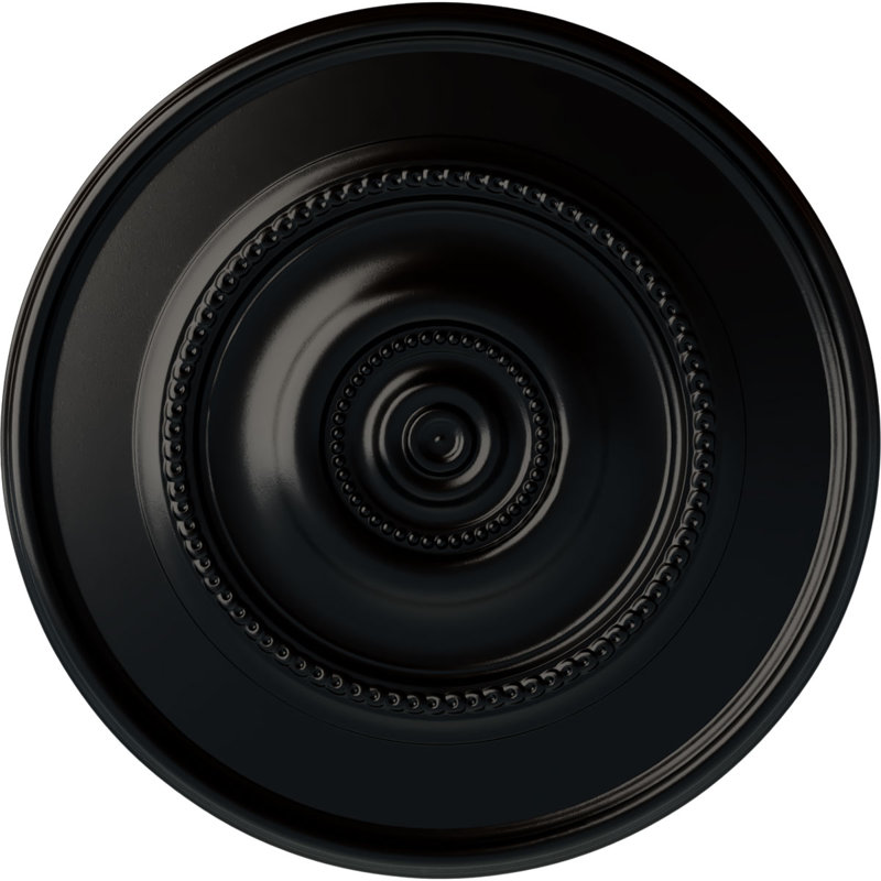 Endurathane Traditional Reece Ceiling Medallion, 24 3/8"OD x 1 1/8"P (Fits Canopies up to 5 7/8"), Hand-Painted Jet Black Finish