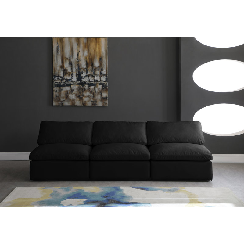 Atis 105'' Velvet Sofa, Black Velvet