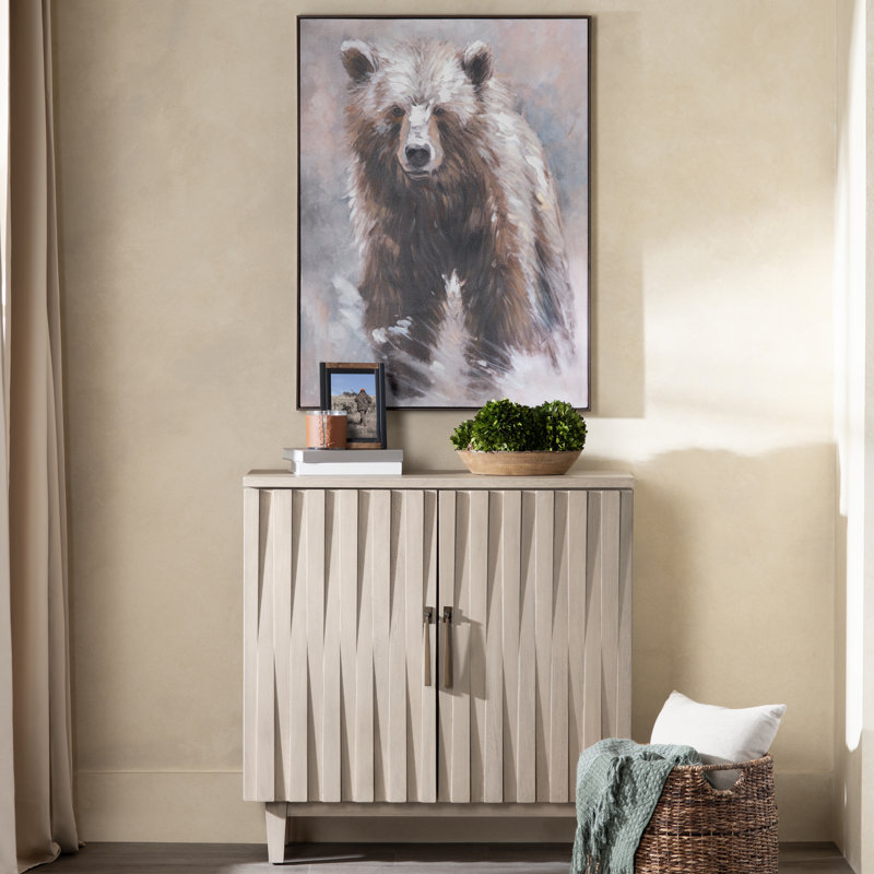 Grizzly Hand Painted Brown Bear Framed Canvas Wall Art