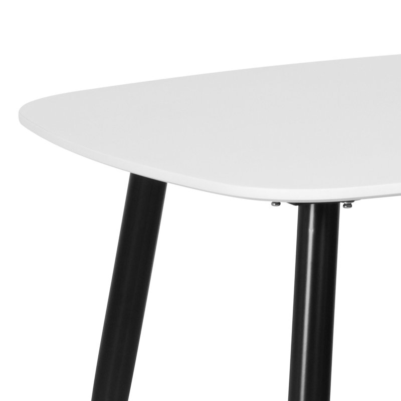 Aspen 800mm Foiled Square table & 2 fabric chair Set, White, Light Grey