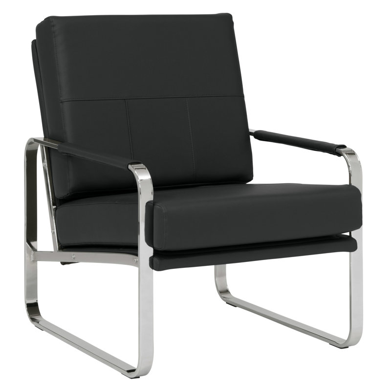 Fauteuil l 27 po Abrham, Similicuir noir