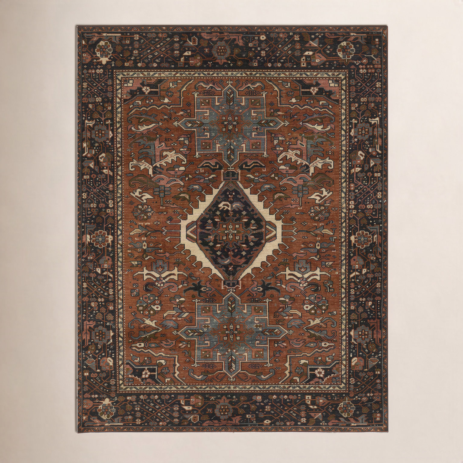 Apoline Hand-Knotted Oriental Rug, Rectangle 5' W x 8' L