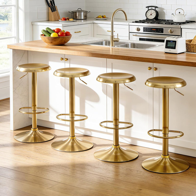Bar Stools Set of 2, Adjustable Height Swivel Bar Stools, Metal Airlift Barstools, Backless Counter Height Bar Chairs for Kitchen Dining Room Pub Cafe