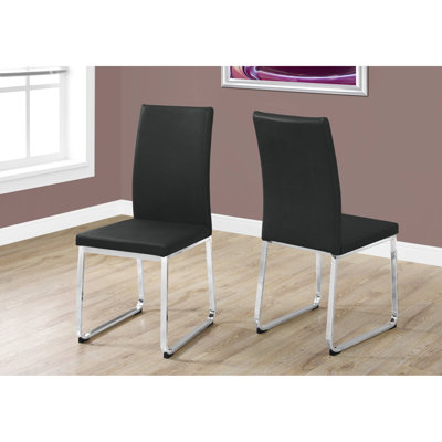 De 2 sièges de salle à manger modernes, housse en similicuir noir, base en métal, chaises de cuisine polyvalentes, chaise rembourrée et tendance