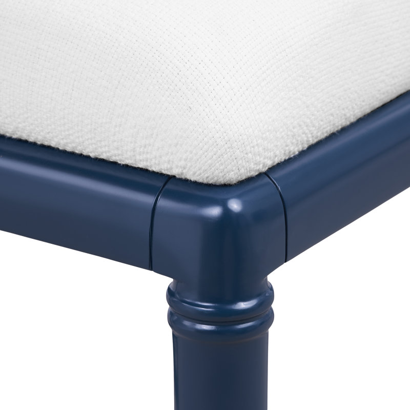 Delia Upholstered Stool with Solid Wood Frame, Midnight Blue