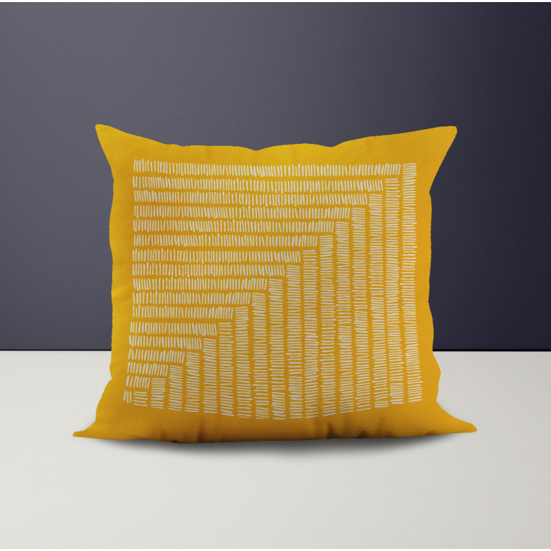 Jeté carré en polyester intérieur / extérieur, L 17 po x H 17 po, Jaune