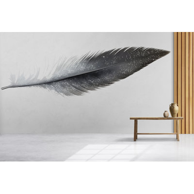 Art mural de plume minimaliste, plume noire, art mural Zen, art mural neutre moderne, décoration de maison Japon
