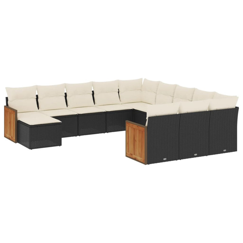 Ensemble de canapé de jardin Vidaxl noir, blanc crème