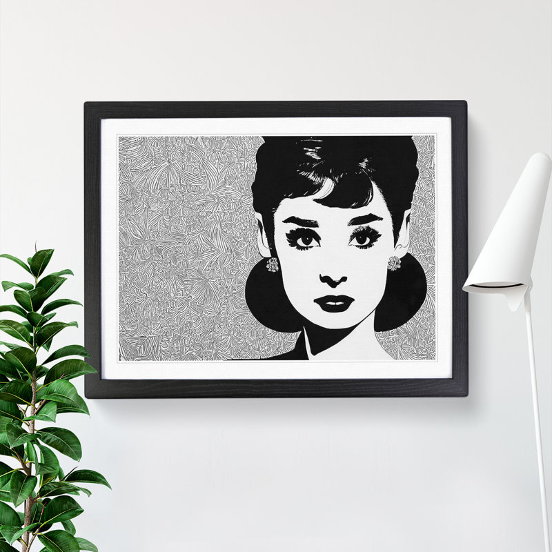 Audrey Hepburn Monochrome Vol.1 - Single Picture Frame Print, Black Framed, 46cm H x 64cm W x 2cm D