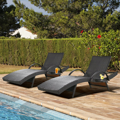 Ensemble de chaises longues inclinables 80,32 po Kadajah