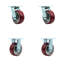 Ensemble de roulettes 5 po en poly sur aluminium avec roulement à billes 2 rotatives 2 rigides SCC | SCC-30CS520-PAB-2-R520-2
