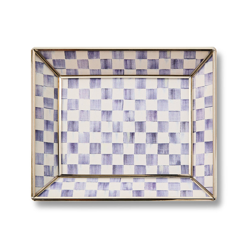 Violet Check Small Glass Tray