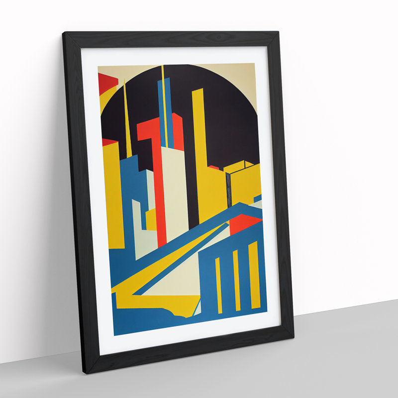 XV1022-4427X The Abstract Architecture No.2 Skyscraper - Wall Art, Black Framed Paper, 66cm H x 48cm W, White