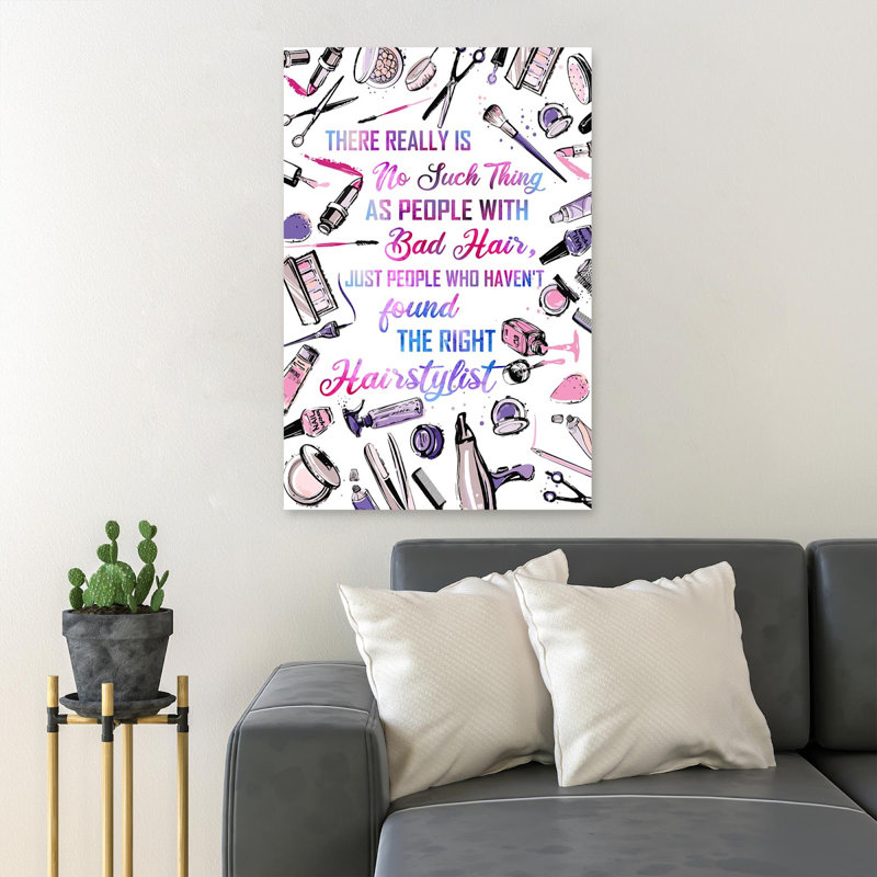 Hairdresser Tools - There Are Really Is No Such Thing As People With Bad Hair - 1 Piece Rectangle Graphic Art Print On Wrapped Canvas