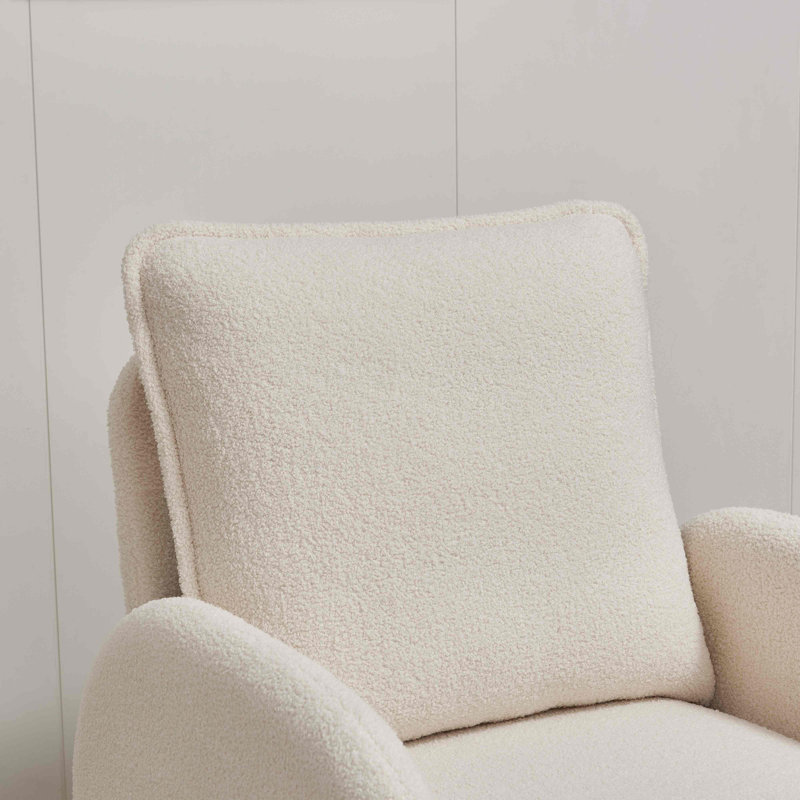28.35'' 1-seater Lamb Fabric Sofa – Solid Wood Frame, Curved Armrests & Rubber Feet With Included Pillow For Small Spaces