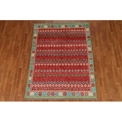 One-of-a-Kind 4'11" x 6'6" New Age Rectangle Wool Area Rug in Pink