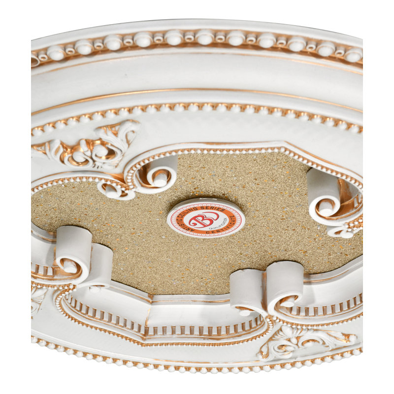 Médaillon de plafond trèfle rond blanc et doré
