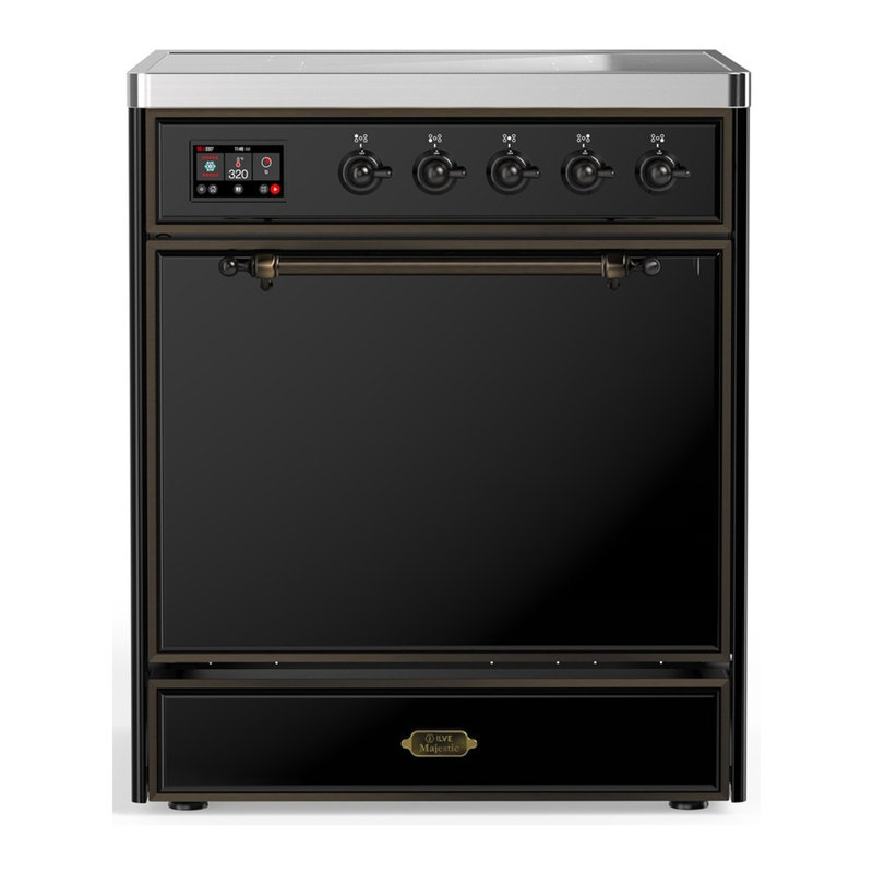 Cuisinière à induction 30 pouces avec 4 éléments à induction en noir brillant (garniture brunie) Majestic III Series, Brunie