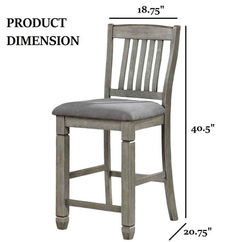 Chaise rembourrée en tissu à hauteur de comptoir de style transitionnel 2pc