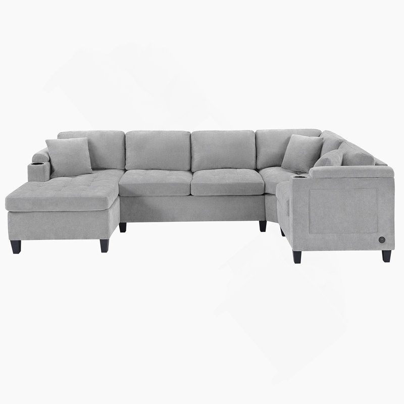 Canapé modulaire moderne en forme de U avec commodités intégrées, idéal pour une détente confortable et un divertissement dans les espaces de vie