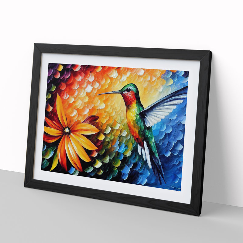 Hummingbird Vol.2 Abstract - Single Picture Frame Print, Black Framed, 34cm H x 46cm W x 2cm D