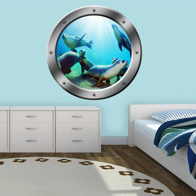 Décalcomanie murale encadrée animaux sea animal Stickney, H 14 po x L 14 po