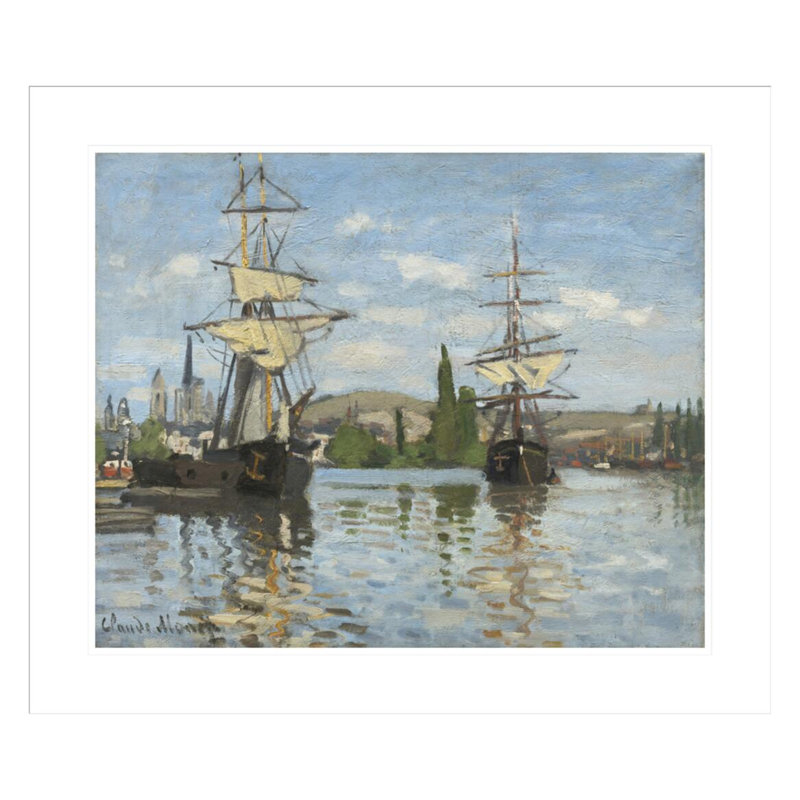 Navires à cheval sur la seine à Rouen par Claude Monet, impression giclée encadrée, H 23,5 po x l 27,42 po