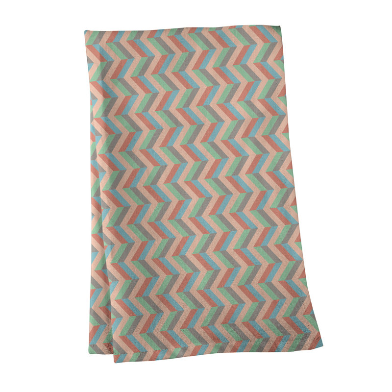 Serviette à thé chevron Mcguigan, Sergé de coton, Rouge / Bleu / Gris