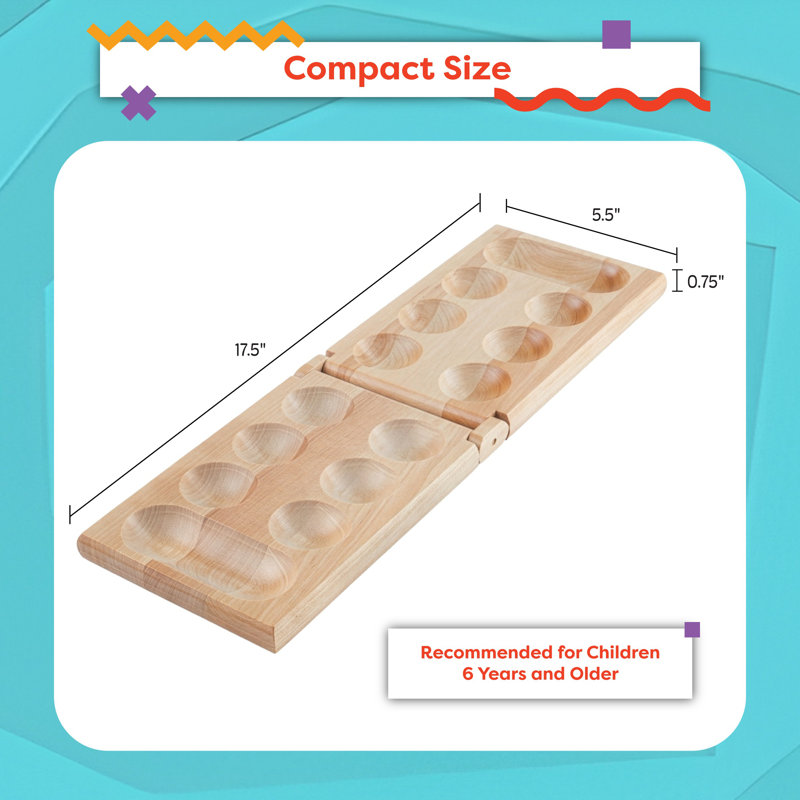 Hé! Jouez! Jeu de société Mancala - jeu de stratégie pour 2 enfants et adultes avec planche pliante et pierres Mancala