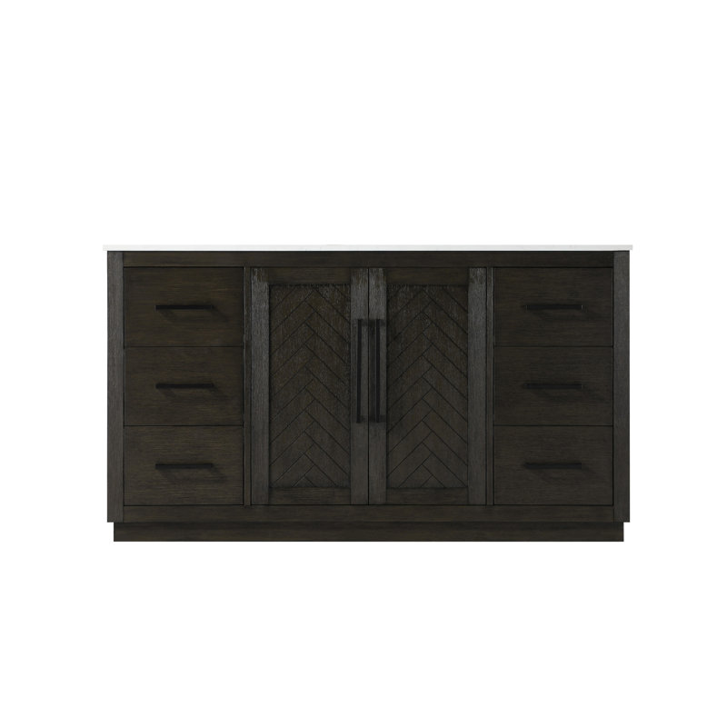 Meuble-lavabo simple 60 po, Chêne chocolat