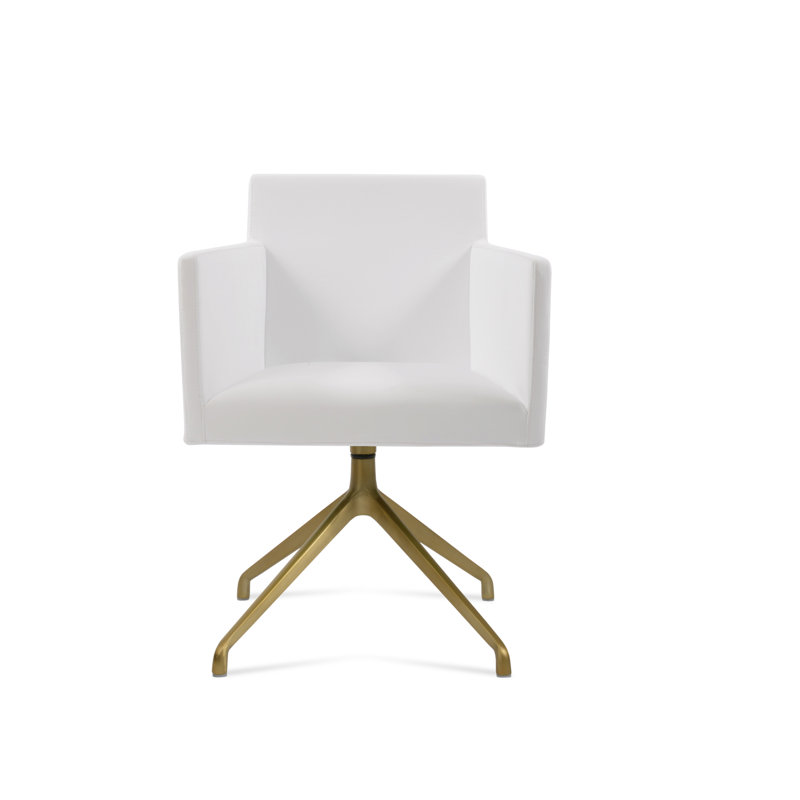Harput 17.5'' H Upholstered Metal Armchair, Royal Blue, Brass