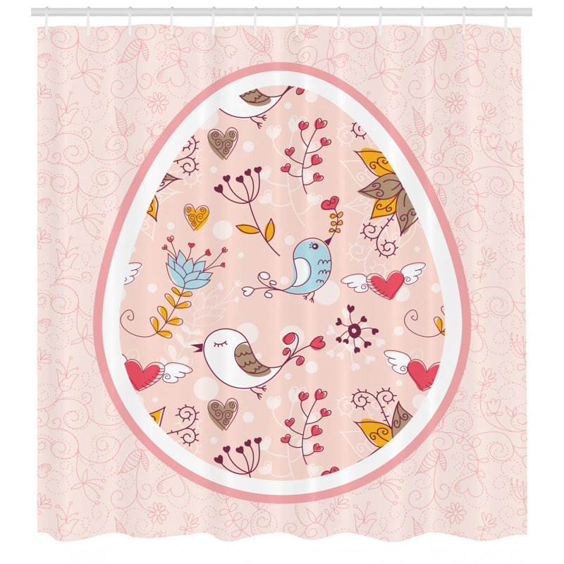 Floral Shower Curtain with Hooks Included, 70" H x 69" W